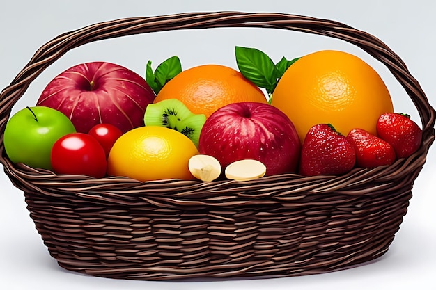 Basket de fruits biologiques, alimentation saine, variété fraîche, dîner de fitness généré par l'intelligence artificielle