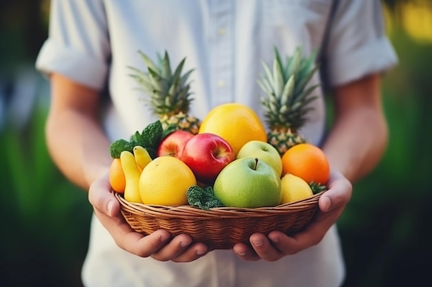 Basket de fruits et légumes Alimentation saine Produits frais Fruits et légumes biologiques