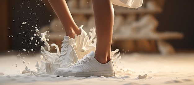 Baskets blanches aux pieds Baskets