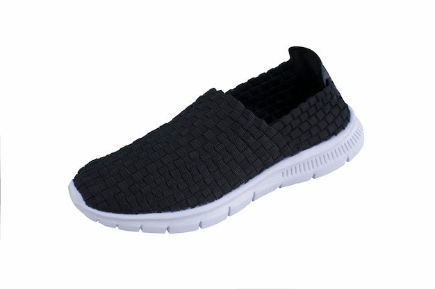 Baskets noires sur semelles blanches Chaussures de sport sur fond blanc