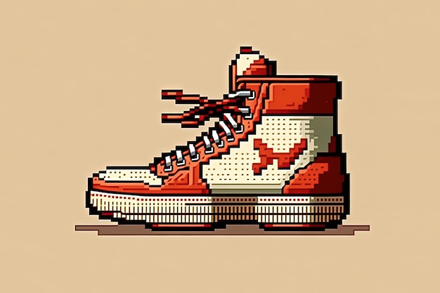 Des baskets pixel art dans les couleurs des années 80 un article de style rétro pour un jeu 8 bits Generative A