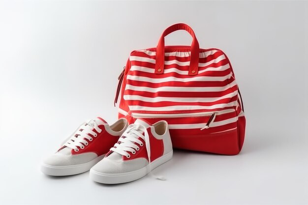Baskets rouges sac running Canvas jeans Generate Ai