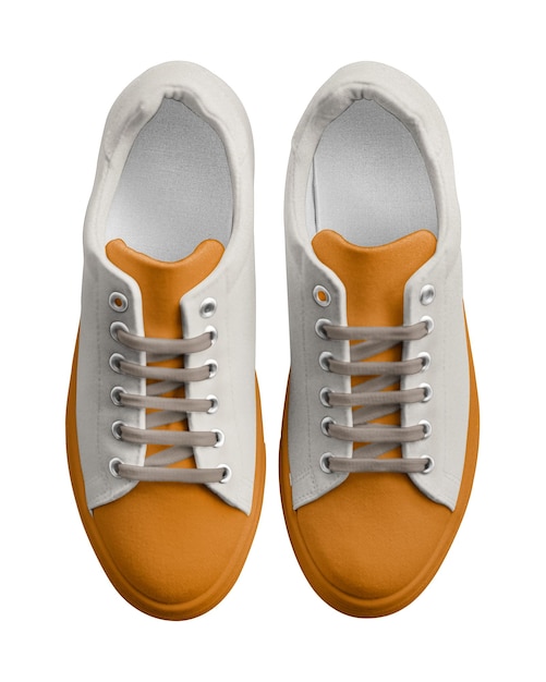 Des baskets en toile orange, des autocollants png, un fond transparent à la mode.