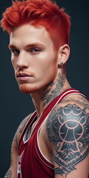 basketteur rousse tatoué