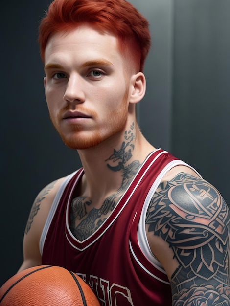 basketteur rousse tatoué