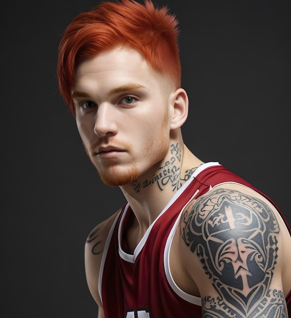 basketteur rousse tatoué