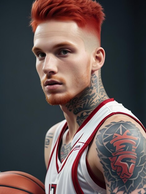 basketteur rousse tatoué