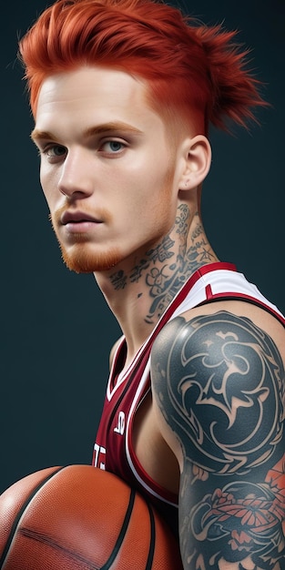 basketteur rousse tatoué