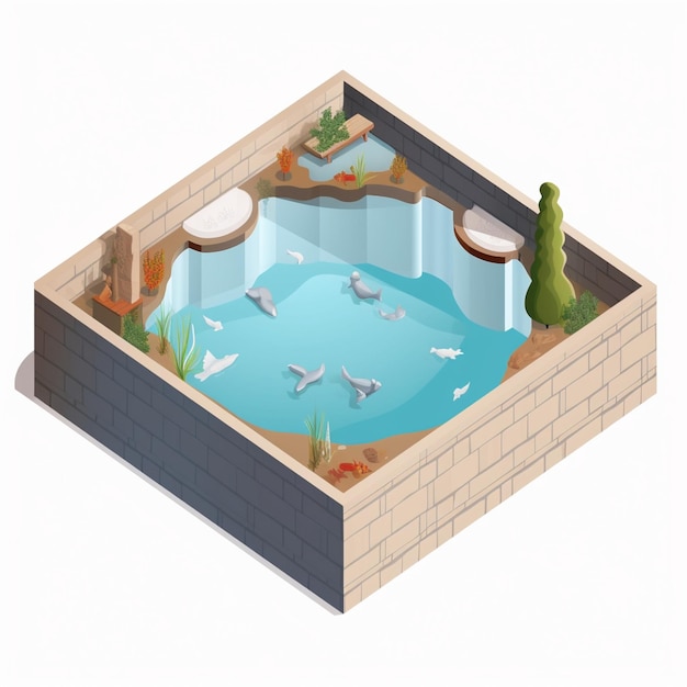 Bassin baptismal de dessin animé avec taille et design