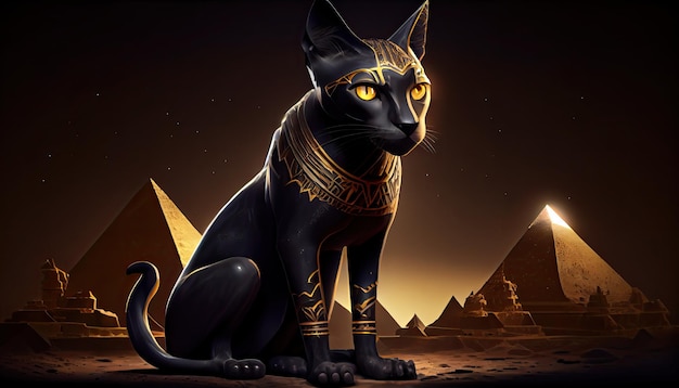 Bastet mi-femme mi-chat déesse de l'Egypte ancienne basée sur Ai