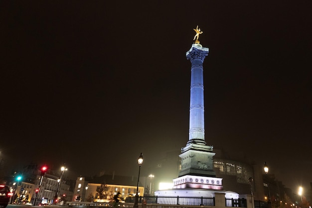 Bastille place paris vue de nuit