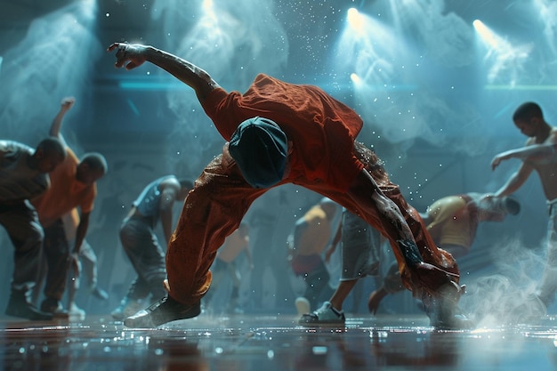 Photo une bataille de breakdance dynamique avec un danseur talentueux