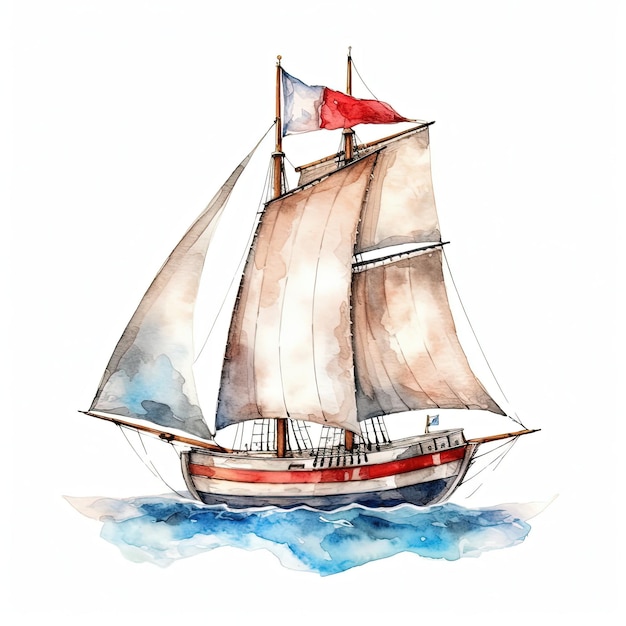 Bateau aquarelle Illustration AI GenerativexA