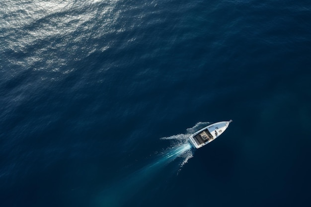 bateau arafé au milieu de l'océan avec un bateau au milieu ai générative