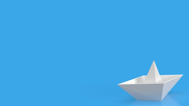 Le bateau blanc sur fond bleu pour le rendu 3d du concept d'entreprise