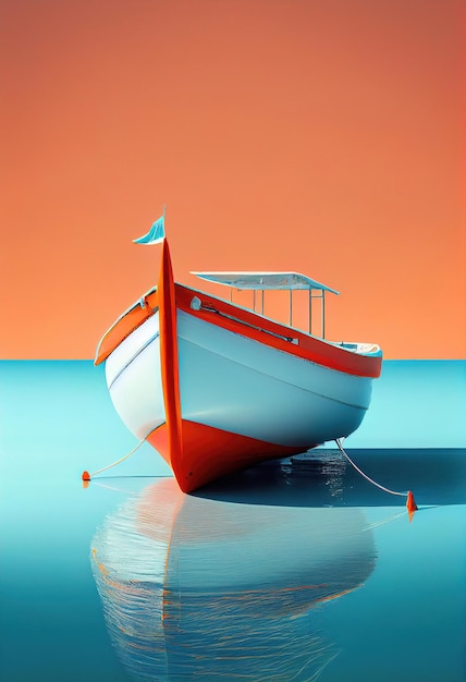 Bateau blanc et sable blanc comme concept de visualisation de calme et de détente réalisé avec générative