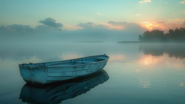 Le bateau bleu sur l'eau