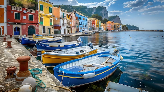 un bateau de couleur bleue et jaune