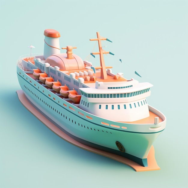 Bateau de croisière de dessin animé modèle 3D