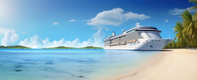 Photo un bateau de croisière sur une plage de sable à la mer un jour de soleil