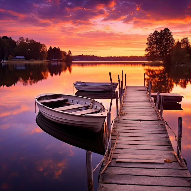 Bateau dans un coucher de soleil