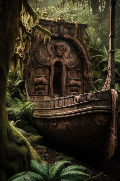 Un bateau dans la jungle