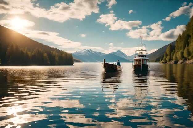 Photo un bateau dans le lac