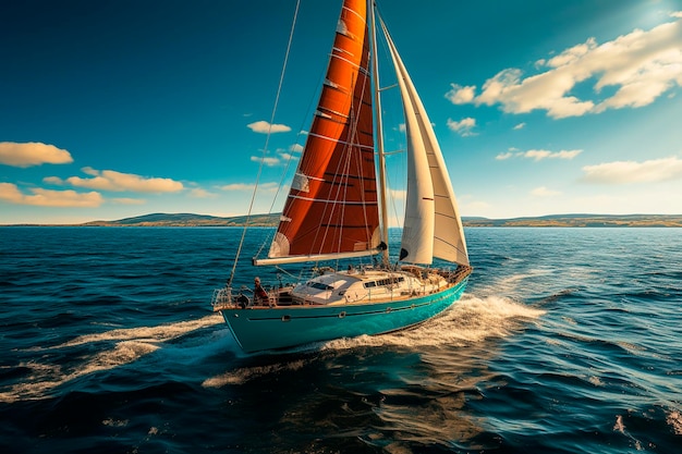 Bateau dans la mer Adriatique Monténégro Adriatic Seagenerative ai