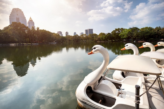 Bateau dans le parc Lumpini à Bangkok