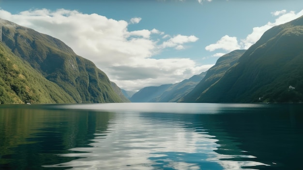 Un bateau dans une vallée de montagne