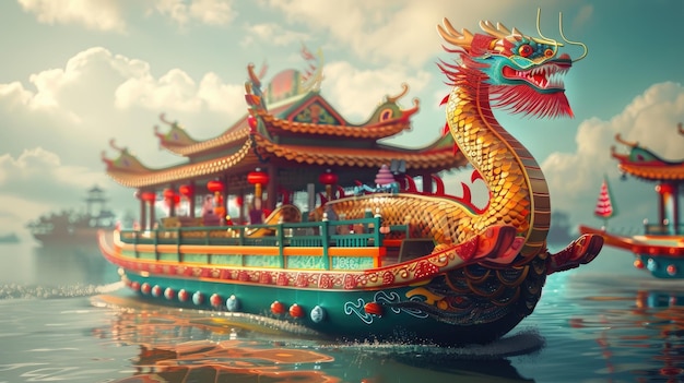 bateau dragon sur la côte