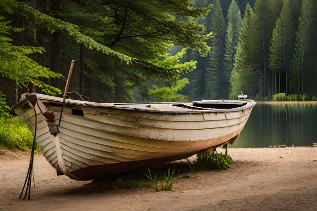 un bateau est au sol et il y a un bateau dessus.