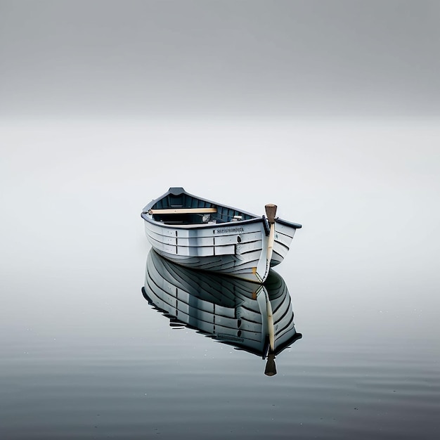 Un bateau flotte sur l'eau avec le mot " sur le côté.