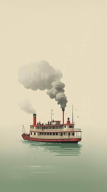 Un bateau avec de la fumée qui sort.