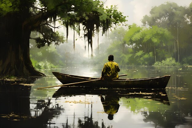 Bateau sur le lac dans la jungle