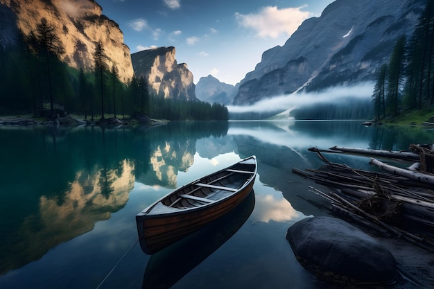 bateau sur le lac IA générative