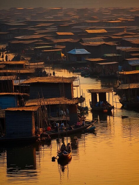 Photo un bateau avec une maison à l'avant et un bateau dans l'eau