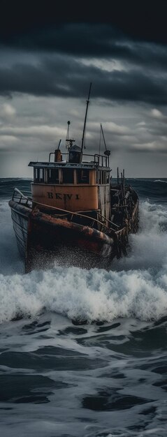 Un bateau avec le mot ciel dessus