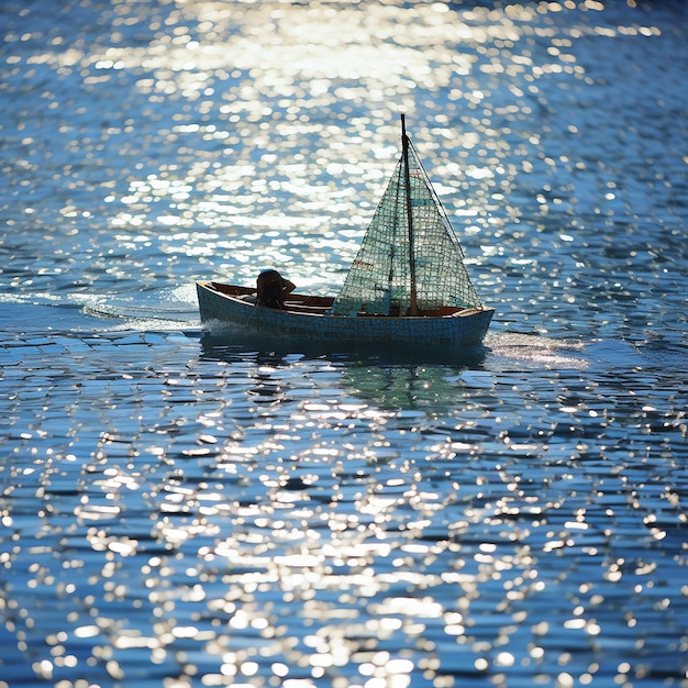 Un bateau navigue.