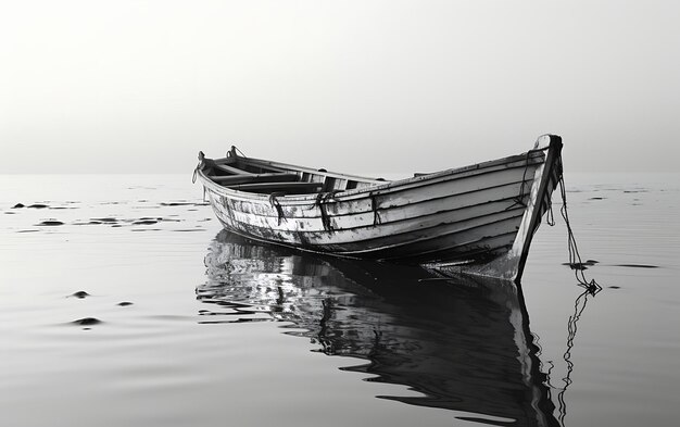 Photo bateau noir et blanc sur l'eau