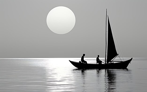 Photo bateau noir et blanc sur l'eau