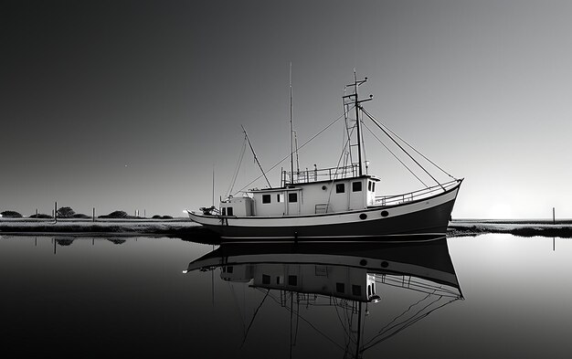 bateau noir et blanc sur l'eau