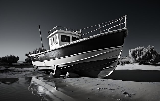 bateau noir et blanc sur l'eau