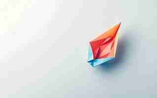 Photo un bateau en papier qui a un papier rouge et bleu dessus