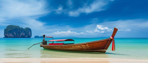 un bateau sur une plage avec un fond de ciel