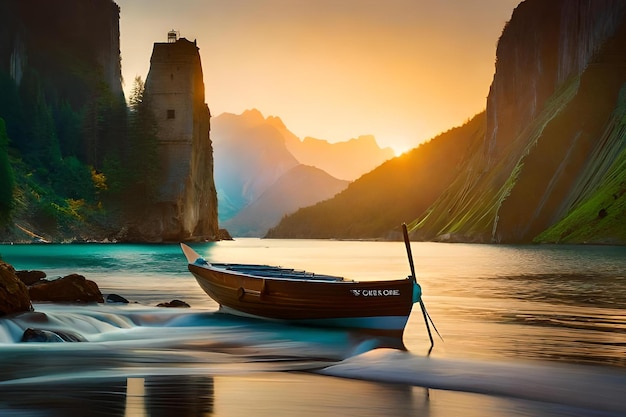 Un bateau sur la plage avec le mot lumino sur le côté