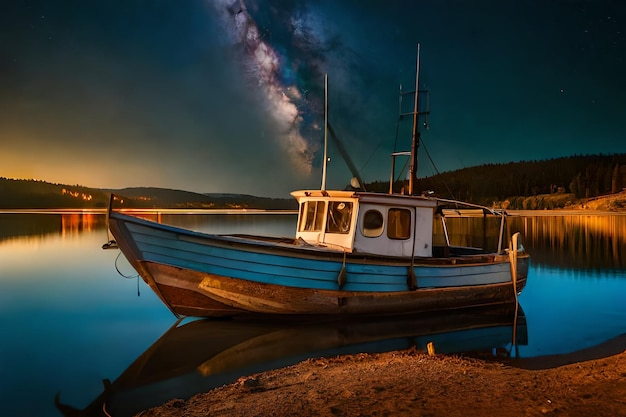 un bateau qui est assis dans l'eau