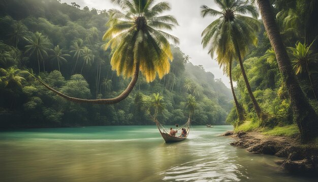 un bateau qui a le mot palmier dessus