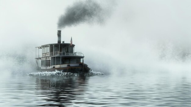 Un bateau à vapeur flottant sur l'eau
