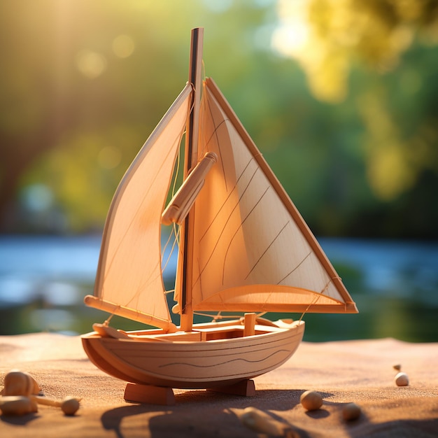 Photo un bateau à voile en bois d'enfance généré par l'ia vous pourriez aussi aimer